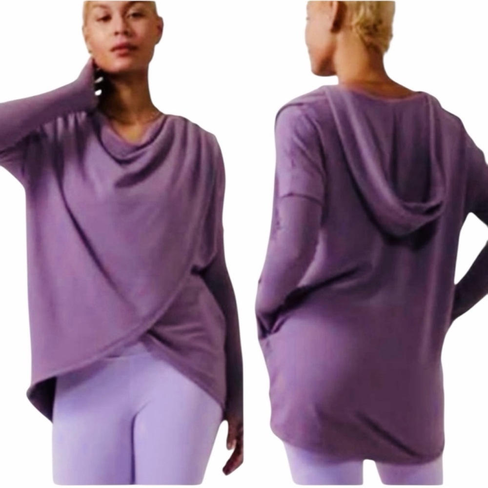 NEW Athleta Purana Purple Hooded Wrap Sweatshirt